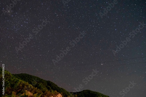 Natural landscape with the milky way and trees. Venecia  Antioquia  Colombia.