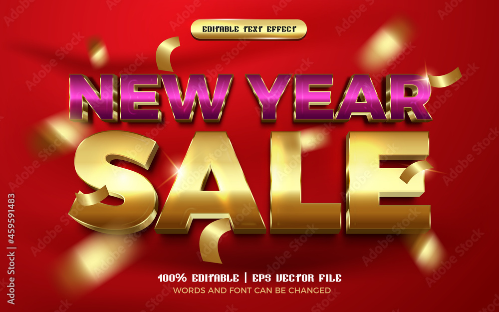 new year sale luxury purple gold editable text effect