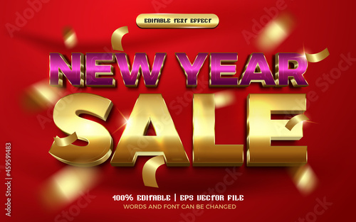 new year sale luxury purple gold editable text effect