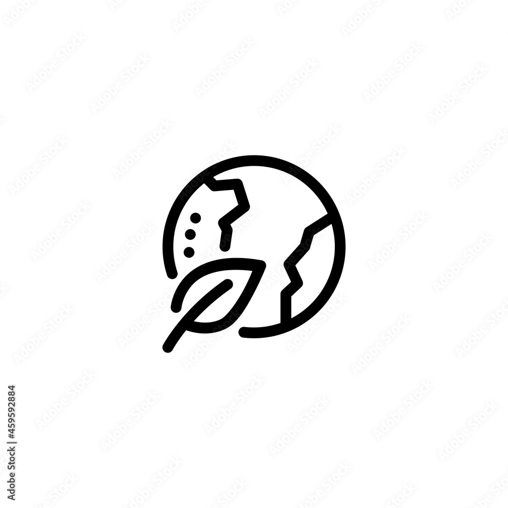 Earth Nature Monoline Symbol Icon Logo for Graphic Design, UI UX, Game, Android Software, and Website.
