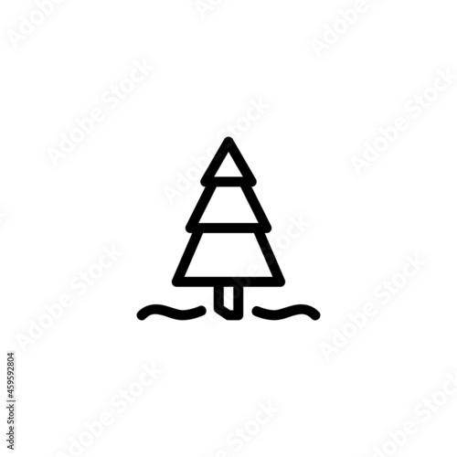 Pine Tree Nature Monoline Symbol Icon Logo for Graphic Design, UI UX, Game, Android Software, and Website.
