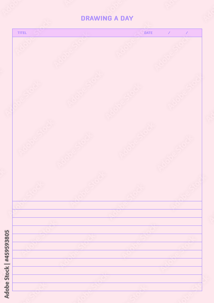 Note, scheduler, diary, calendar planner document template illustration. Drawing daily plan form. Note, scheduler, diary, calendar planner document template illustration. Drawing daily plan form.