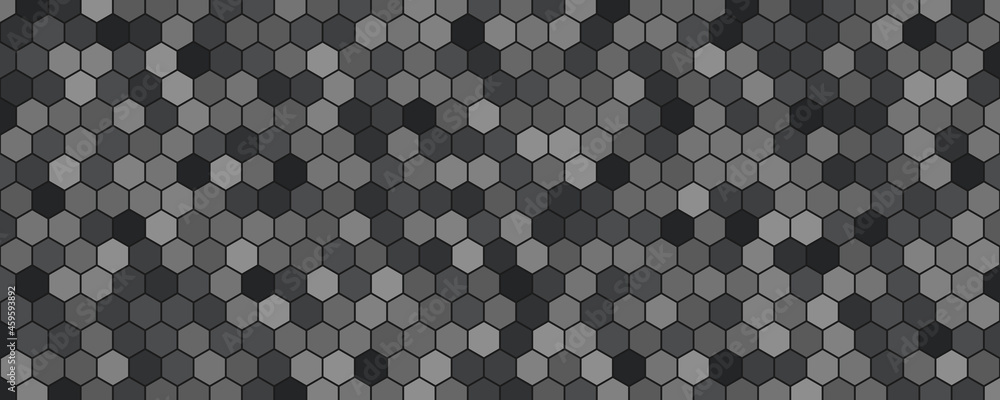 Valokuva Vector abstract, geometric background, metallic gray hexagonal shapes on a dark background