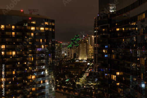 Scenic long exposure night downtown San Diego vista at night  Southern California