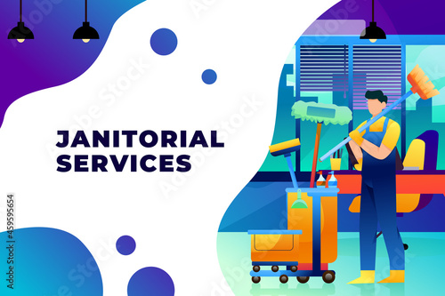 Janitorial Services - Vector Illustration