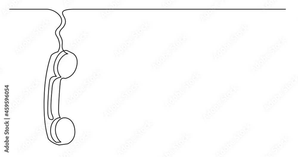 one line drawing of hanging phone receiver with copy space one line drawing of hanging phone receiver with copy space