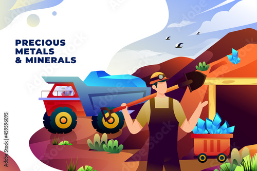 Precious Metals & Minerals - Vector Illustration