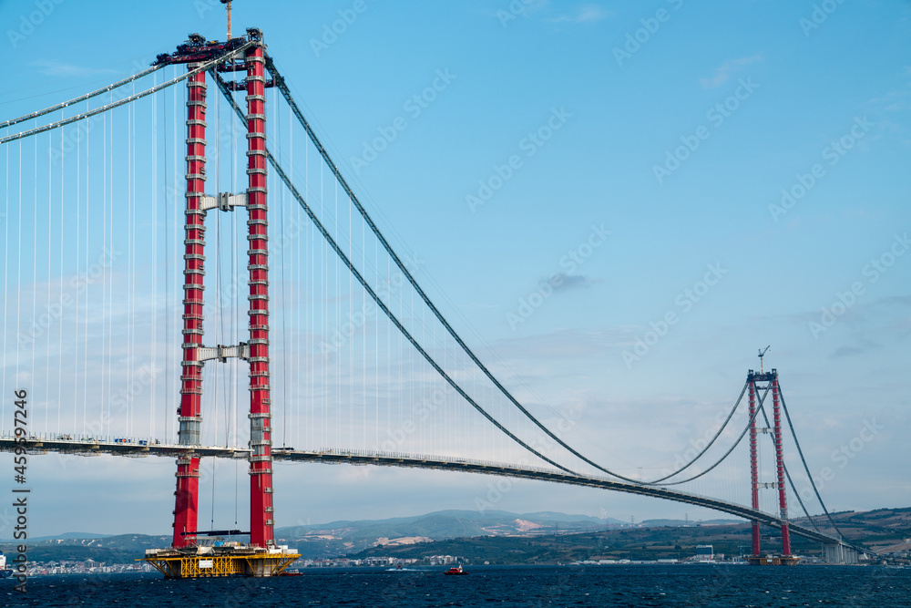 Construction of 1915 Çanakkale Bridge, (Dardanelles Bridge ) Canakkale-Turkey Construction of 1915 Çanakkale Bridge, (Dardanelles Bridge ) Canakkale-Turkey