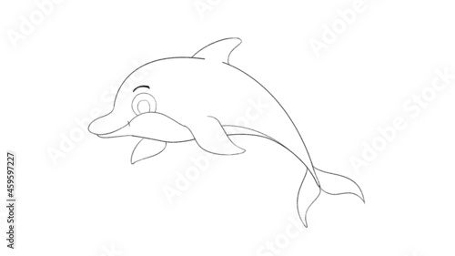 Dolphin Animal line drawing coloring templates for art class