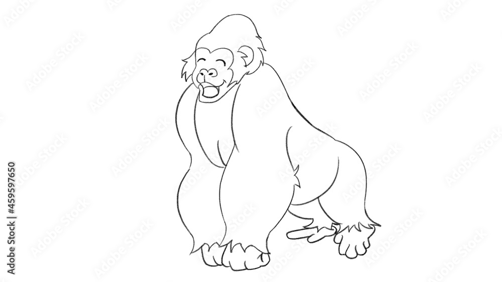 Obraz premium Gorilla Animal line drawing coloring templates for art class