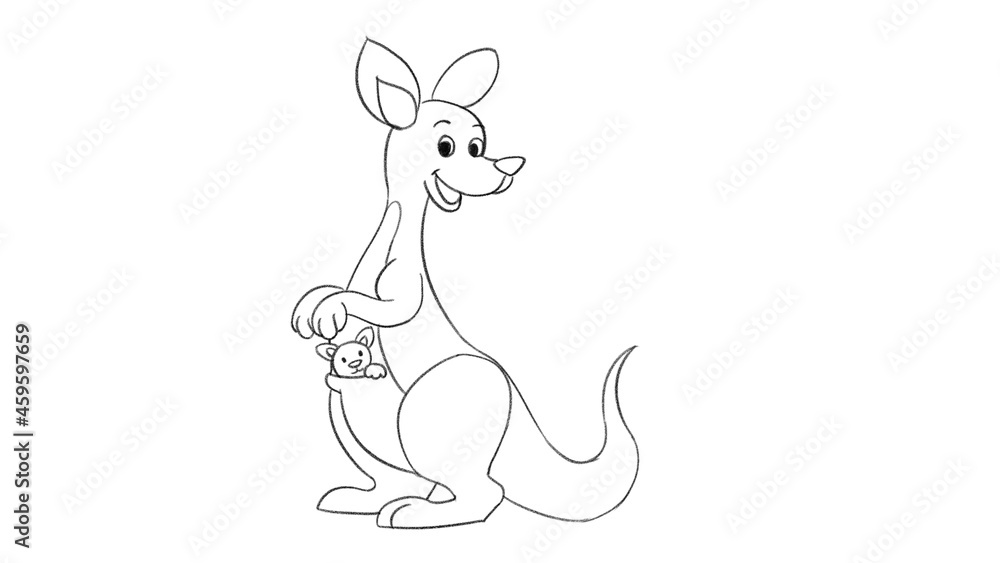 Obraz premium Kangaroo Animal line drawing coloring templates for art class