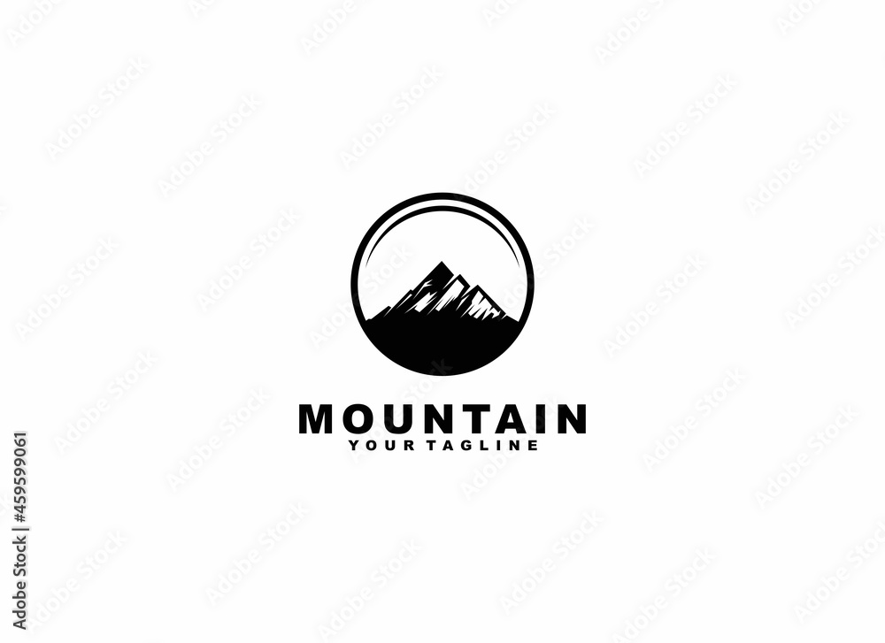 Mountains logo desain template in white background
