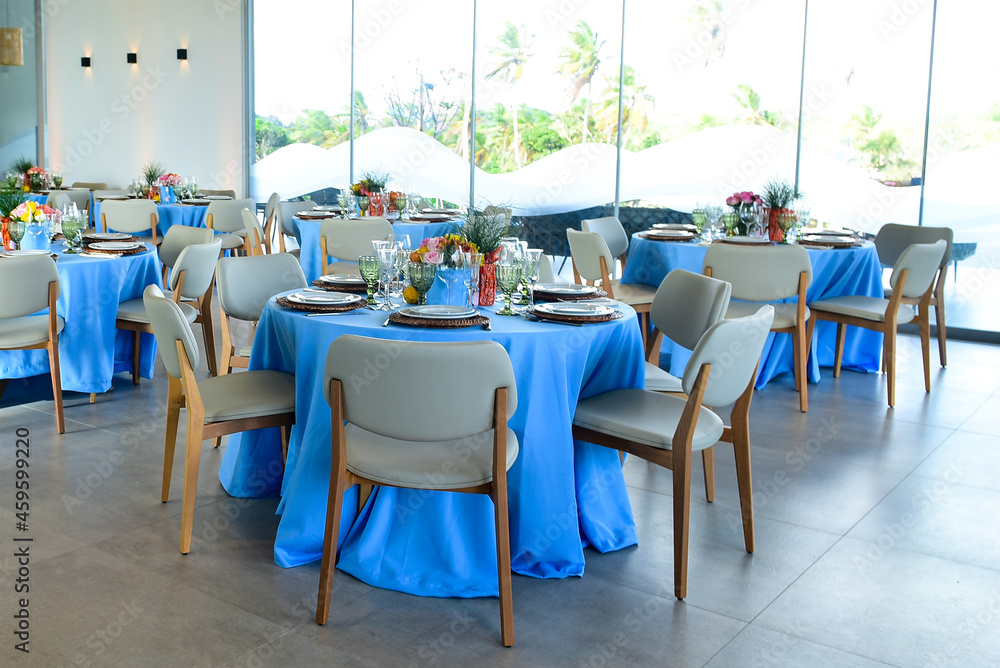 tables set in the restaurant, birthday party, table setting, blue november, breakfast 