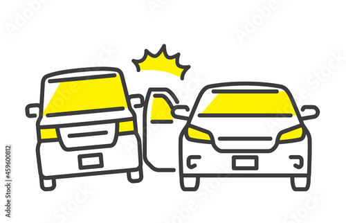 ベクターアイコン素材：隣の車にドアパンチ、トラブル
