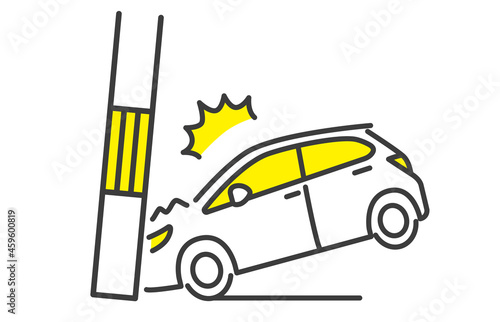 ベクターアイコン素材：車、衝突事故、自損事故
