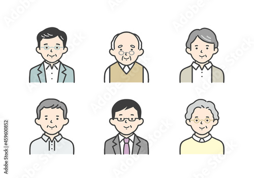 シニア男性のイラスト素材セット