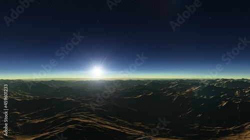 beautiful view from an exoplanet  a view from an alien planet 3d render