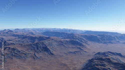 beautiful view from an exoplanet, a view from an alien planet 3d render © ANDREI