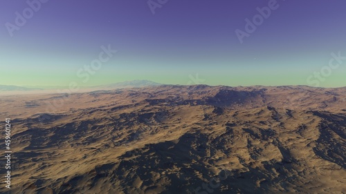 beautiful view from an exoplanet  a view from an alien planet 3d render