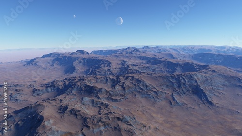 beautiful view from an exoplanet  a view from an alien planet 3d render
