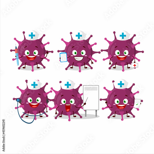 Doctor profession emoticon with coronaviridae cartoon character