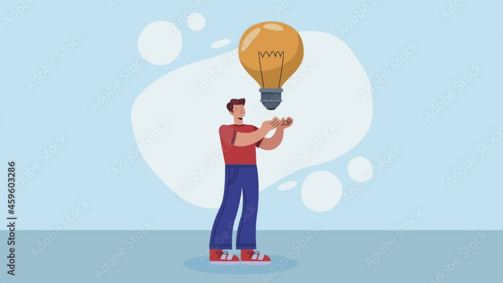 young man with bulb animation young man with bulb animation