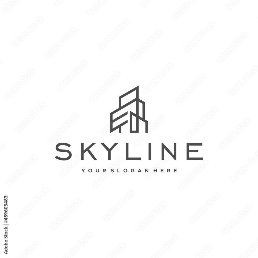flat SKYLINE real estate apartment logo design