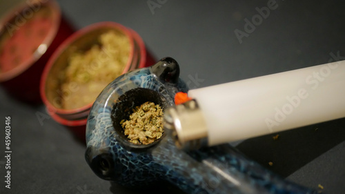 Cannabis pipe waiting to be lit