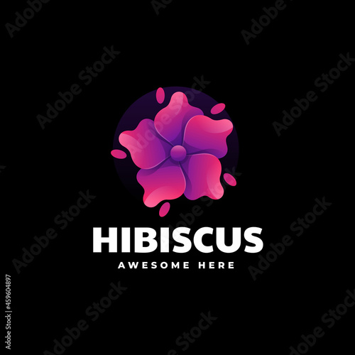 Vector Logo Illustration Hibiscus Gradient Colorful Style.