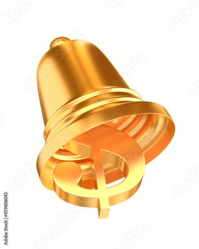 golden bell with sign dolla...