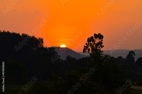 sunset on the mountains of Chikmagalur, India