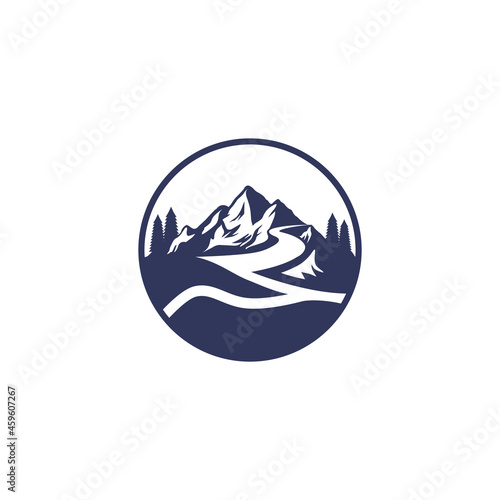 mountain road adventure classic logo design