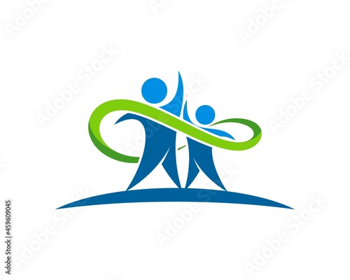 Two healthy people with infinity symbol inside