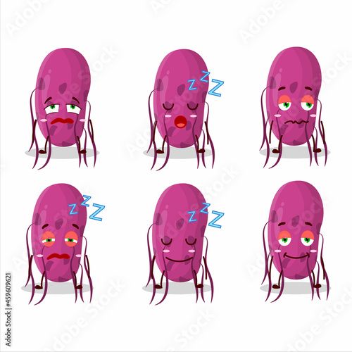 Cartoon character of virus molecule with sleepy expression
