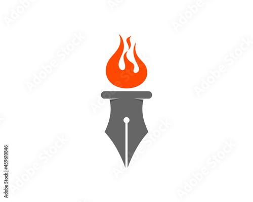 Torch fire with pen nib vector illustration