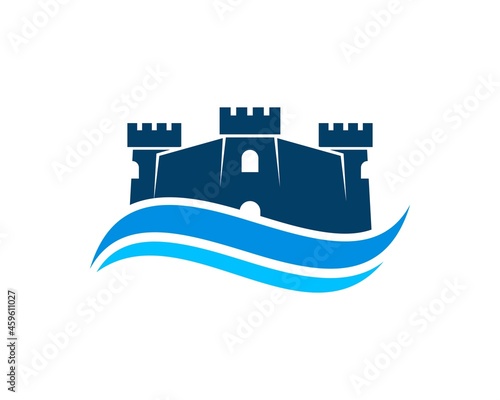 Abstract beach wave with fortress on the top