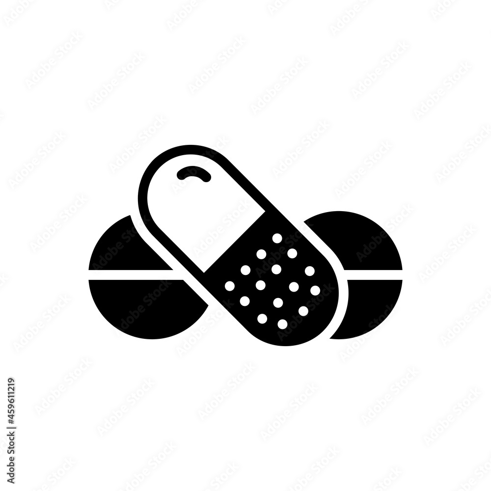 Black solid icon for pills Black solid icon for pills