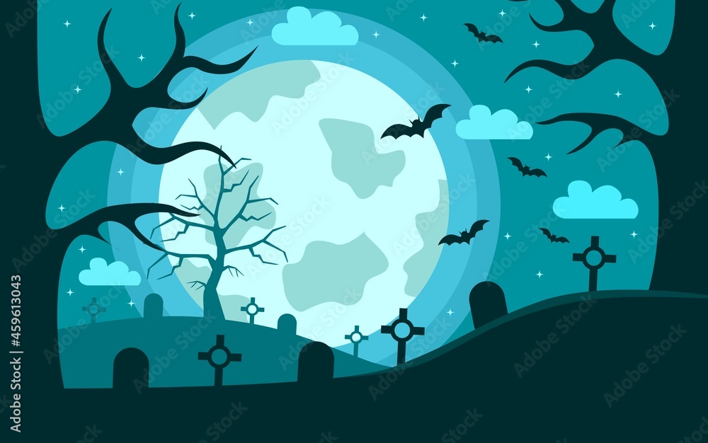 blue halloween day background vector design for cover.