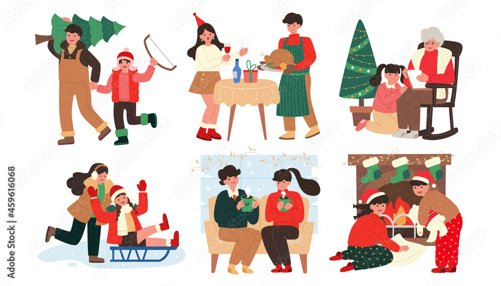 Fototapeta premium Christmas activity icon set