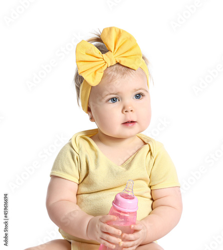 Cute baby girl with bottle ...