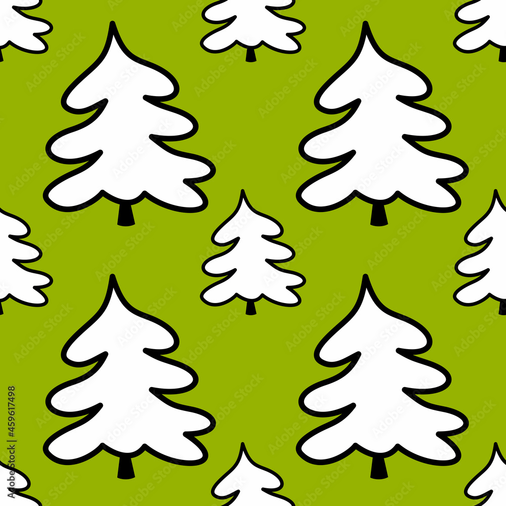 Fototapeta premium christmas tree - seamless vector color background in flat style. new year and winter holiday