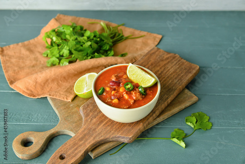 Bowl with tasty chili con c...