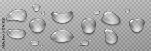 Big set of transparent drops of water.