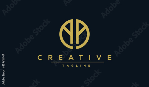 AA initial letters circle elegant logo golden Badge vector