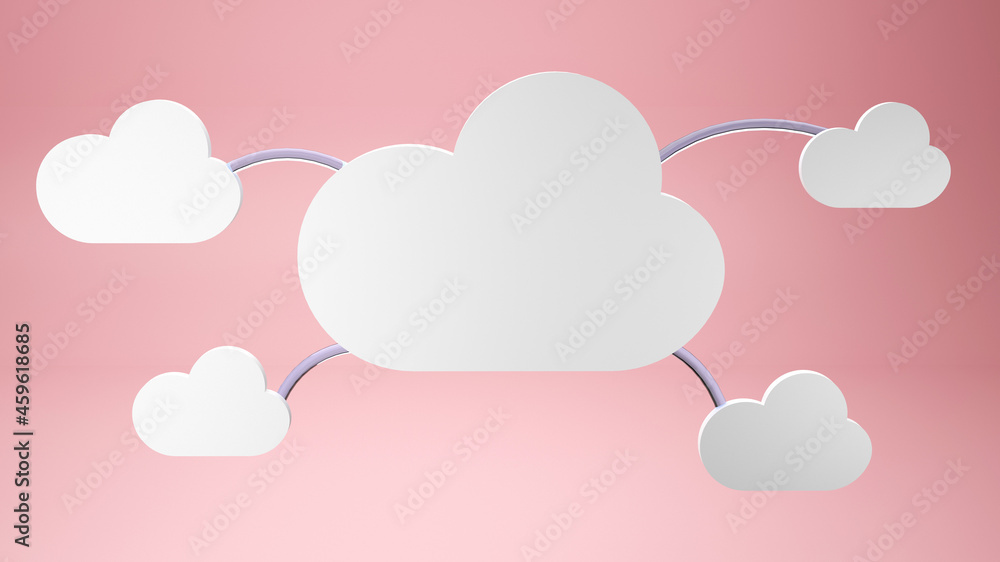 Cute clouds on pink background 3d render Cute clouds on pink background 3d render