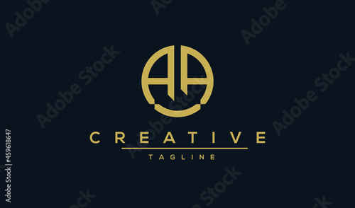 AA initial letters circle elegant logo golden Badge vector