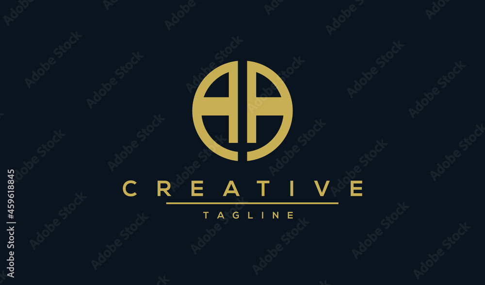 AA initial letters circle elegant logo golden Badge vector AA initial letters circle elegant logo golden Badge vector