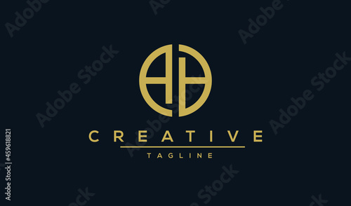 AA initial letters circle elegant logo golden Badge vector