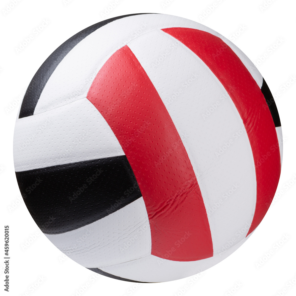 volleyball ball tricolor, with white, red and black inserts, on a white  background Stock Photo | Adobe Stock
