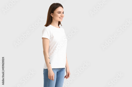 Young woman in modern t-shi...